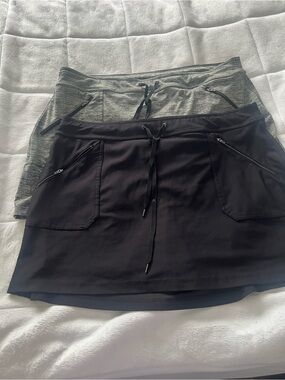 Women’s Active Skorts (2) with Zip Pockets - Black / Gray